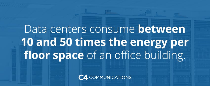 Data centers consume between 10 and 50 times the energy per floor space of an office building.