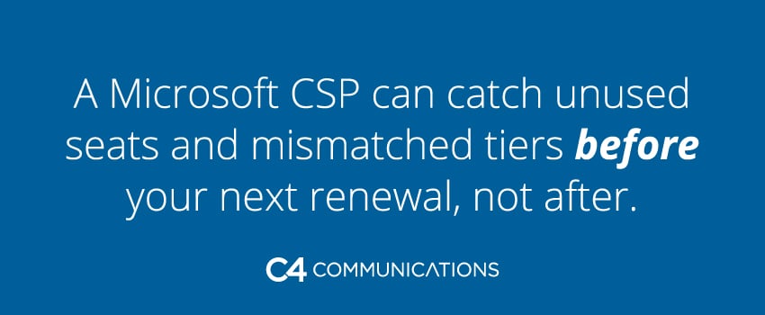 A Microsoft CSP can catch unused seats and mismatched tiers before yournext renewal, not after.